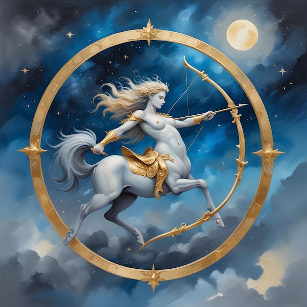 un dibujo de una mujer Sagitario signo zodiacal Sagitario