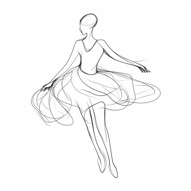 un dibujo de una mujer en un vestido está bailando generativo ai