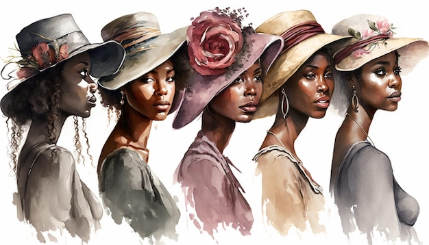 Un dibujo de mujeres con sombreros de la colección de mujeres negras.