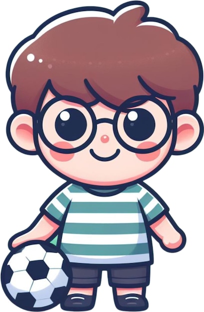 un dibujo de un niño con gafas y una camisa a rayas