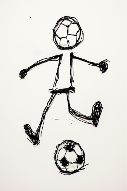 dibujo de niños de la figura del palo jugando al fútbol