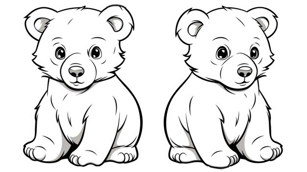 Dibujo para niños libro de colorear oso lindo Ilustración línea de invierno sobre fondo blanco
