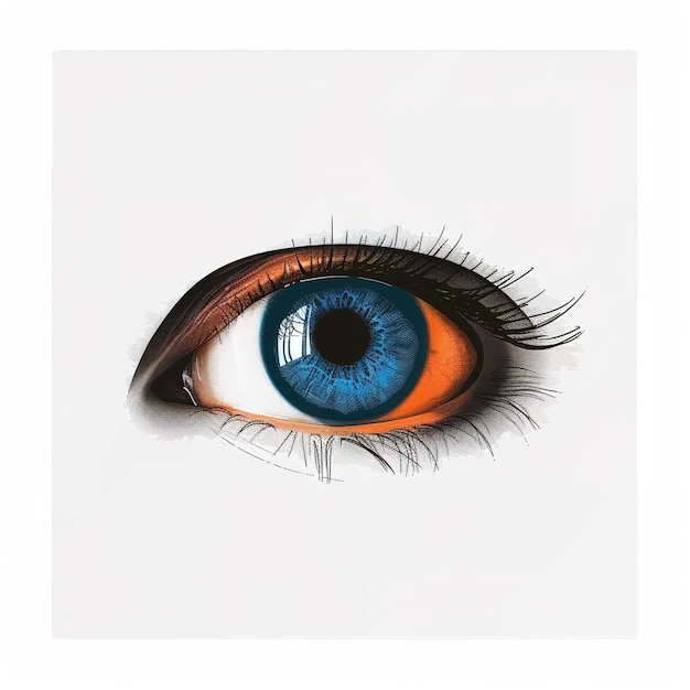 un dibujo de un ojo azul con un ojo azul que dice ojo