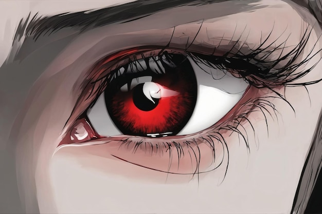 Dibujo de un ojo rojo humano