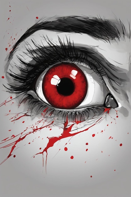 Dibujo de un ojo rojo humano