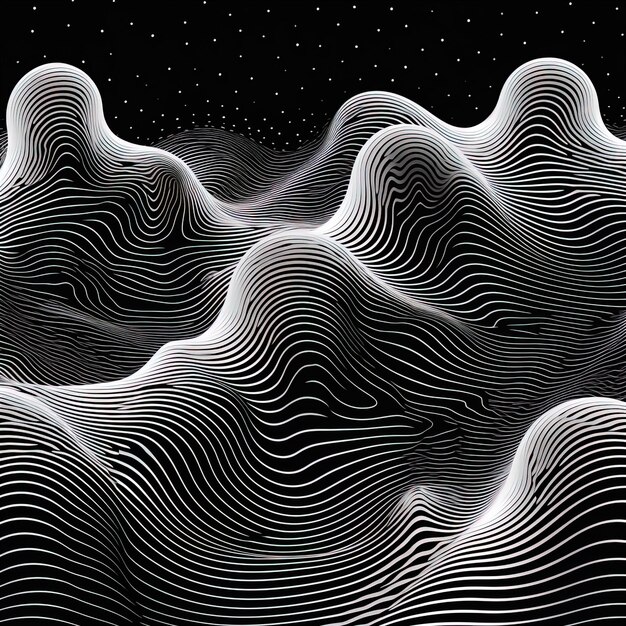 un dibujo de una onda con un fondo blanco con un patrón blanco y negro