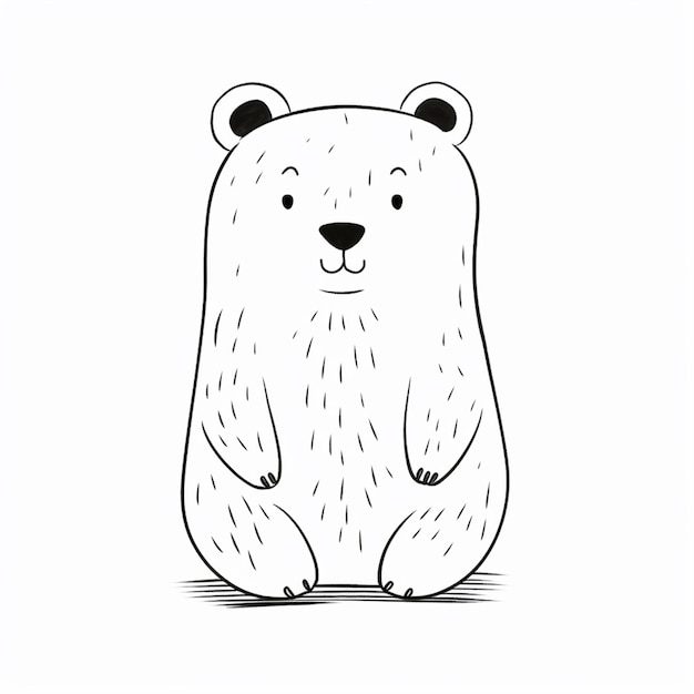 un dibujo de un oso sentado en sus patas traseras generativo ai