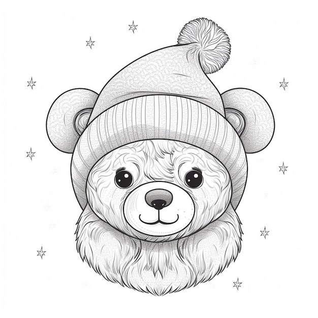 un dibujo de un oso con un sombrero con una estrella en el fondo ai generativo