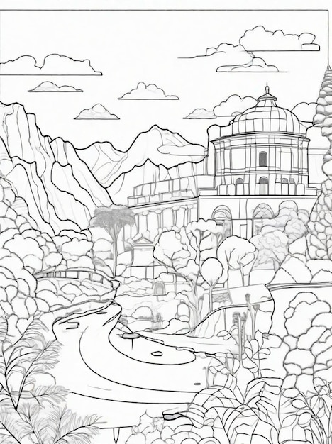 Dibujo de Paisajes de Viaje para colorear