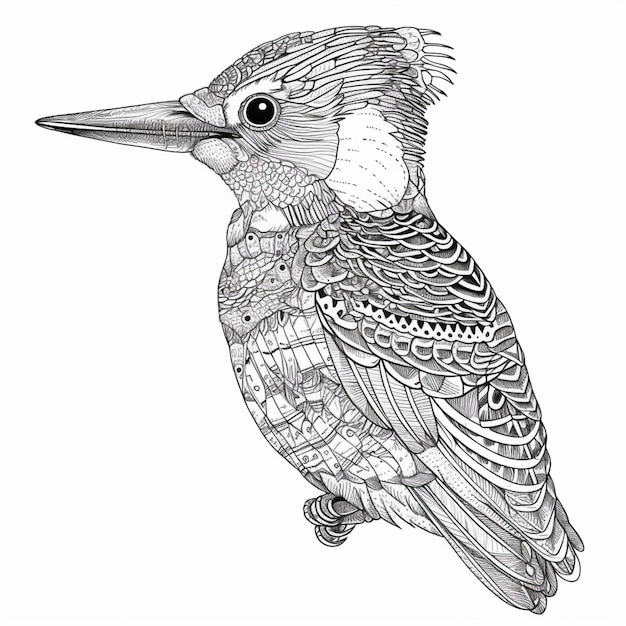Foto un dibujo de un pájaro con un pico largo y un generativo ai de pico largo