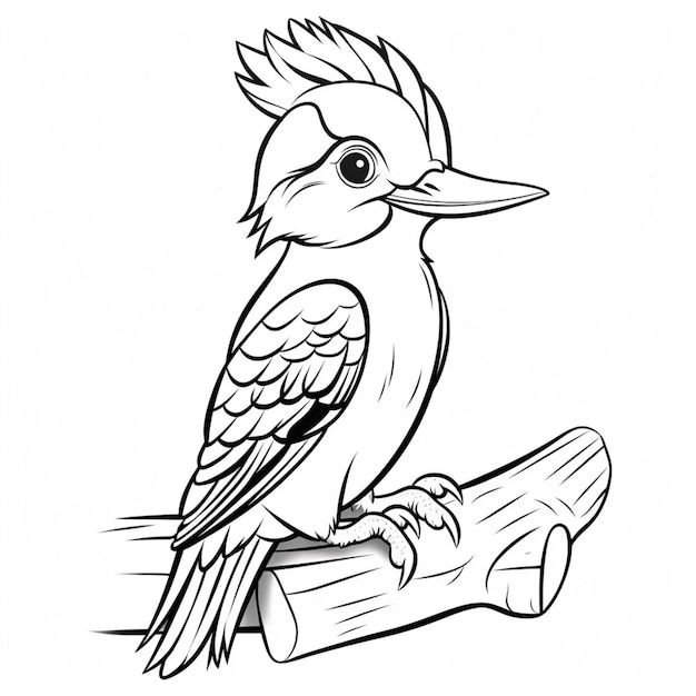 Foto un dibujo de un pájaro sentado en una rama con un ai generativo de fondo blanco