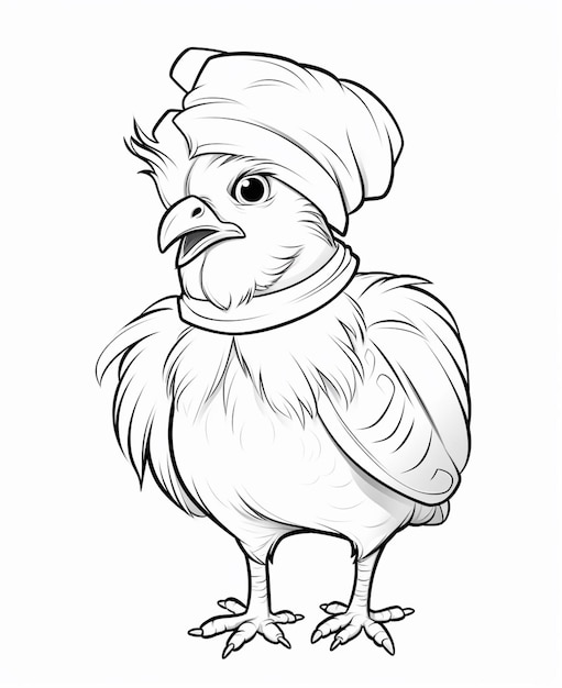 Un dibujo de un pájaro con un sombrero y una bufanda generativo ai