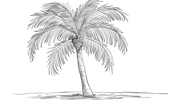 Foto un dibujo de una palmera con un dibujado de una palma