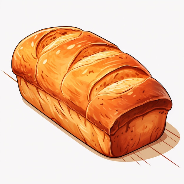 un dibujo de un pan con un dibujado de un pan en él