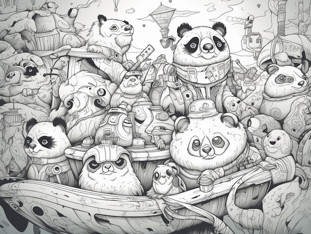 Un dibujo de un panda con la palabra panda en él.