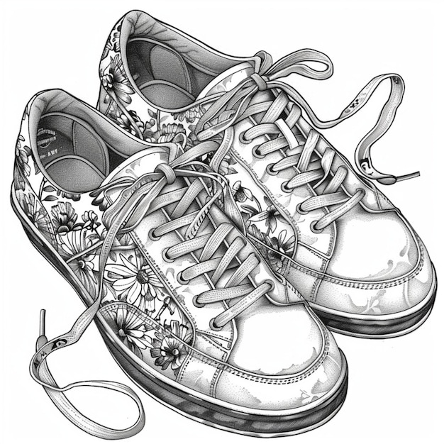 un dibujo de un par de zapatos con un diseño que dice "New York"