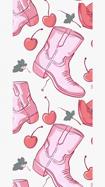 un dibujo de un par de zapatos rosados con una manzana roja en la parte inferior