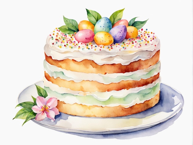 un dibujo de un pastel con un pastel en él