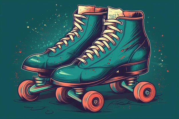 Un dibujo de patines con la palabra patines en él.