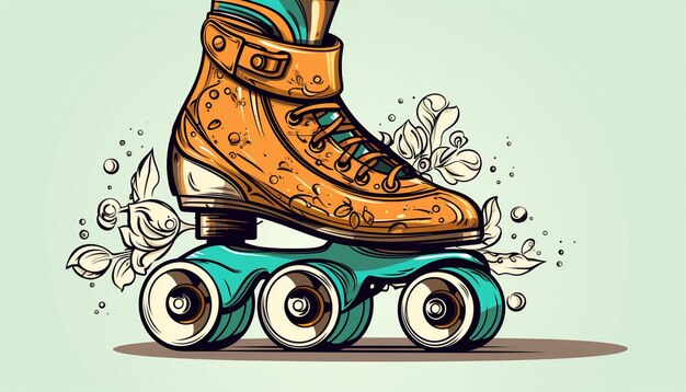 Foto un dibujo de una patineta con una imagen de un patinador en ella