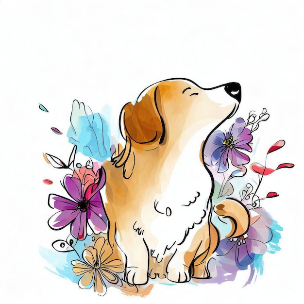 Un dibujo de un perro que dice 'perro feliz'