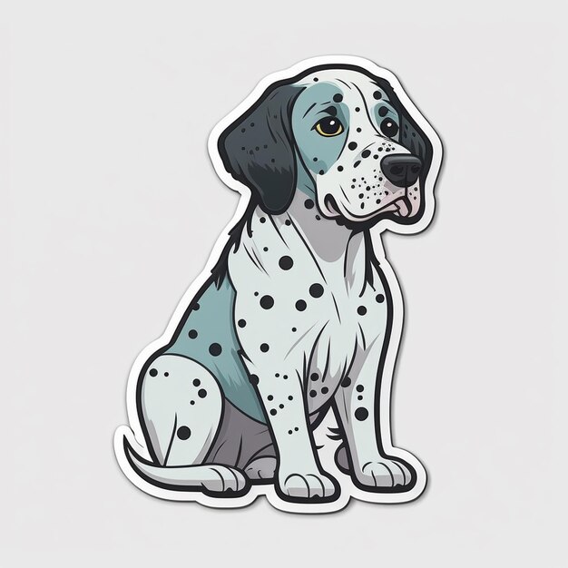 Un dibujo de un perro que tiene manchas