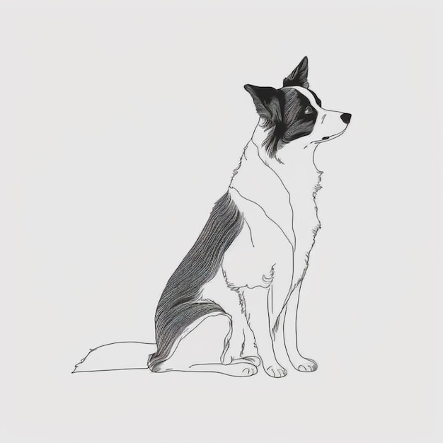 Foto un dibujo de un perro sentado en una superficie blanca generativa ai
