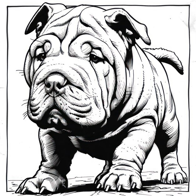 Foto dibujo de perro sharpei chino página del libro de colorear