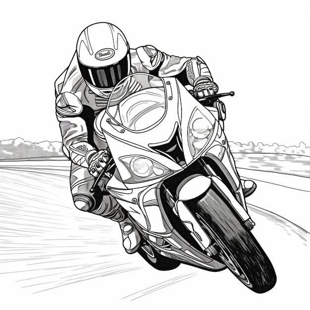 un dibujo de una persona conduciendo una motocicleta en una pista generativa ai