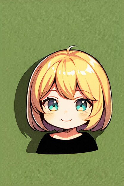 Foto dibujo de personaje de avatar de niña de estilo anime de dibujos animados de fondo simple