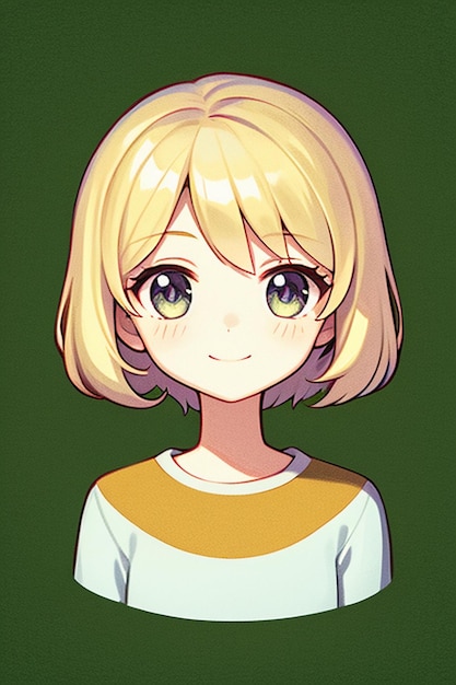 Dibujo de personaje de avatar de niña de estilo anime de dibujos animados de fondo simple