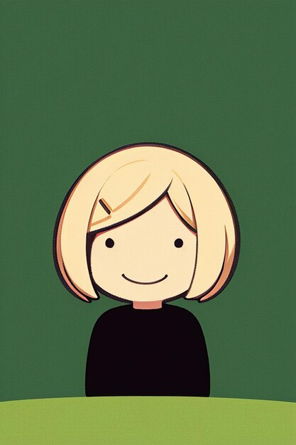 Foto dibujo de personaje de avatar de niña de estilo anime de dibujos animados de fondo simple