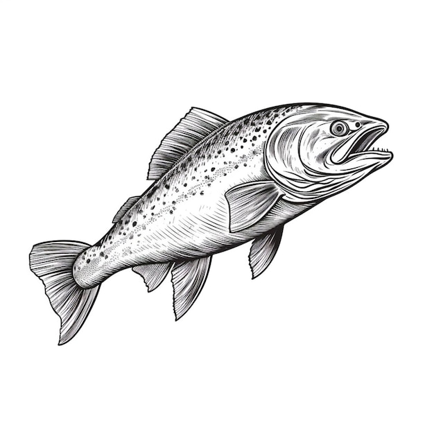un dibujo de un pez con una cola larga y una boca grande generativo ai