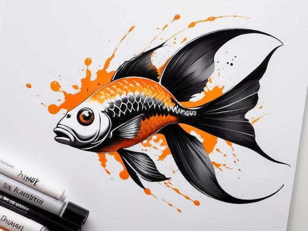 un dibujo de un pez con la palabra koi en él