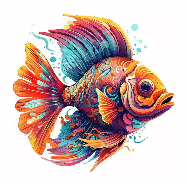 Foto un dibujo de un pez con las palabras pescado en él