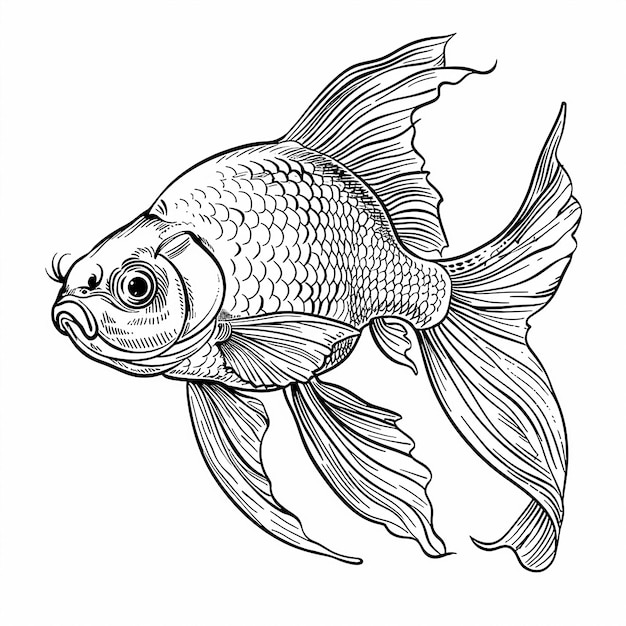 Foto un dibujo de un pez con un pez en la parte inferior