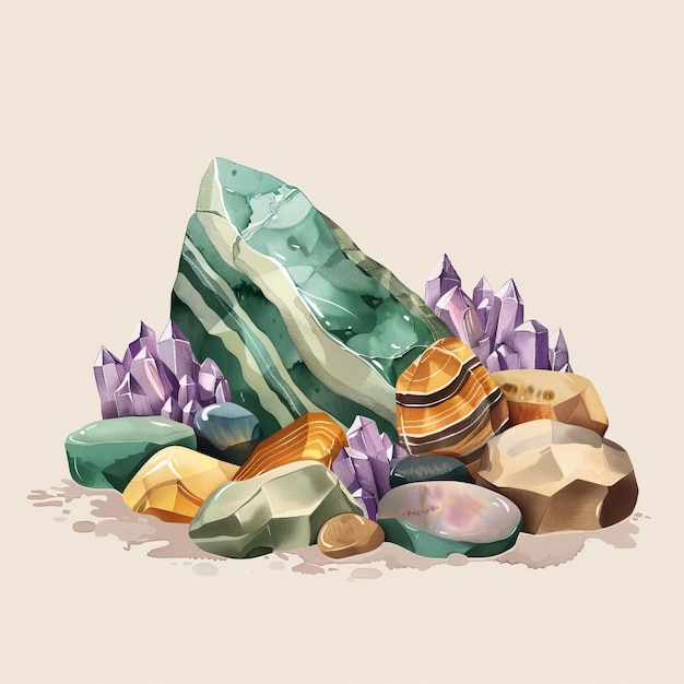 Foto un dibujo de una pila de rocas de diferentes colores