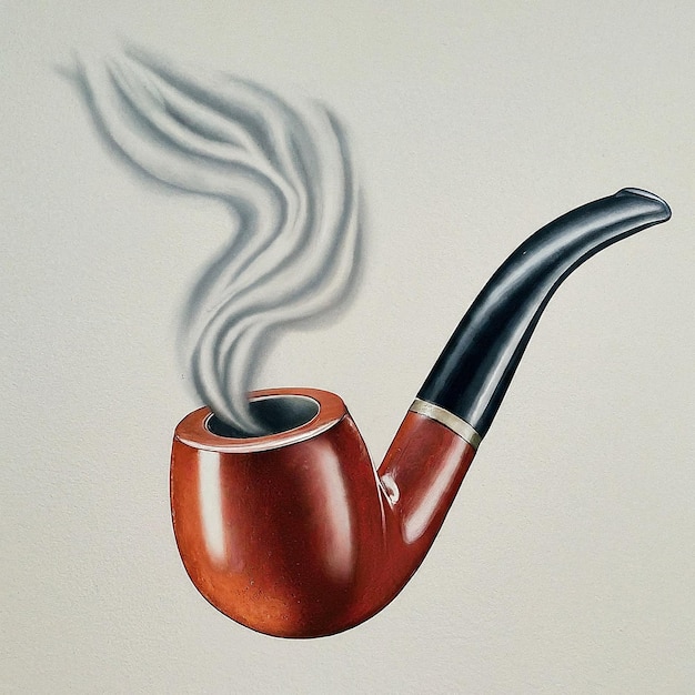 un dibujo de una pipa con un humo saliendo de ella