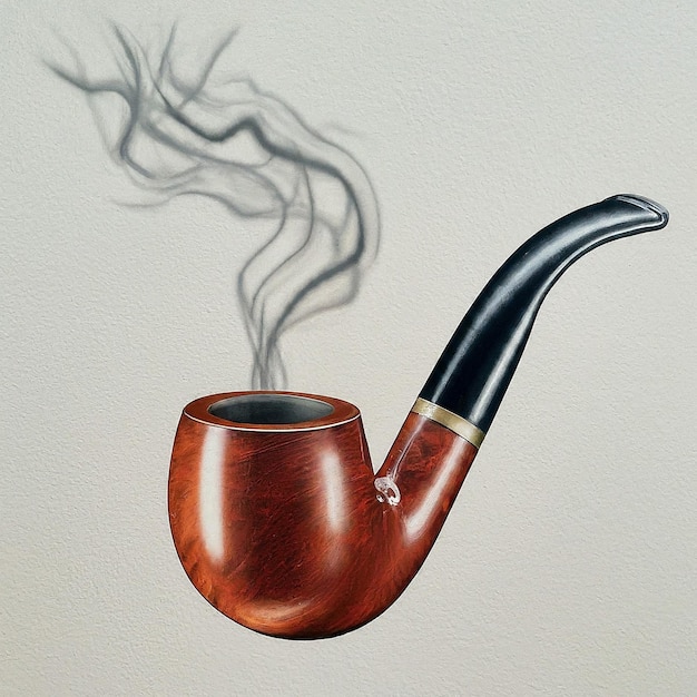 un dibujo de una pipa con humo saliendo de ella