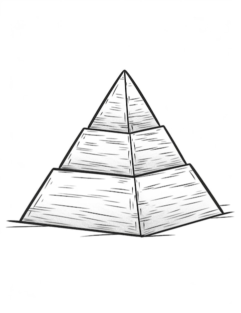 Foto un dibujo de una pirámide de tres niveles con un fondo blanco generativo ai