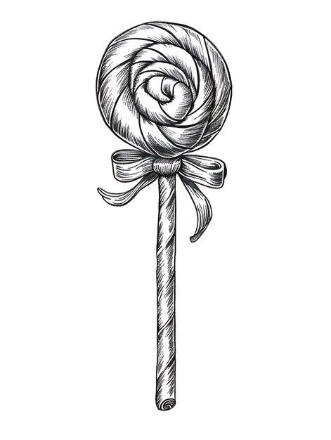 un dibujo de una piruleta con un arco en la parte superior