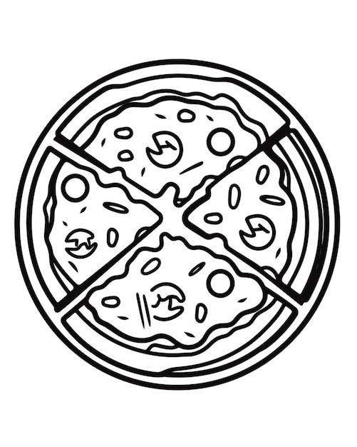 un dibujo de una pizza con una rebanada que falta de ella