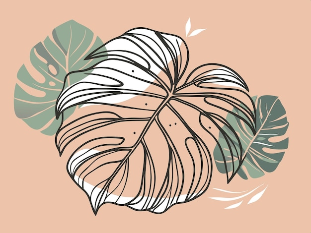 un dibujo de una planta con un fondo verde con una hoja verde