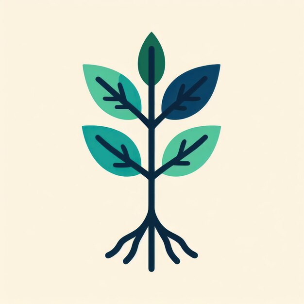 un dibujo de una planta con hojas verdes