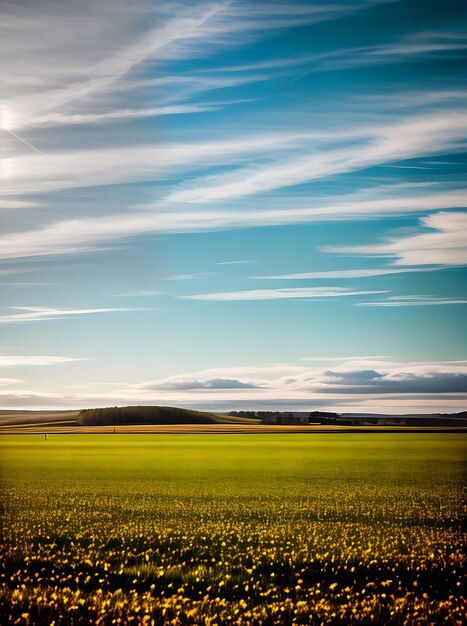 Foto el dibujo de primavera de campo de colores neutrales se combinan para crear una escena pintoresca que cautiva los sentidos generativa ai generada