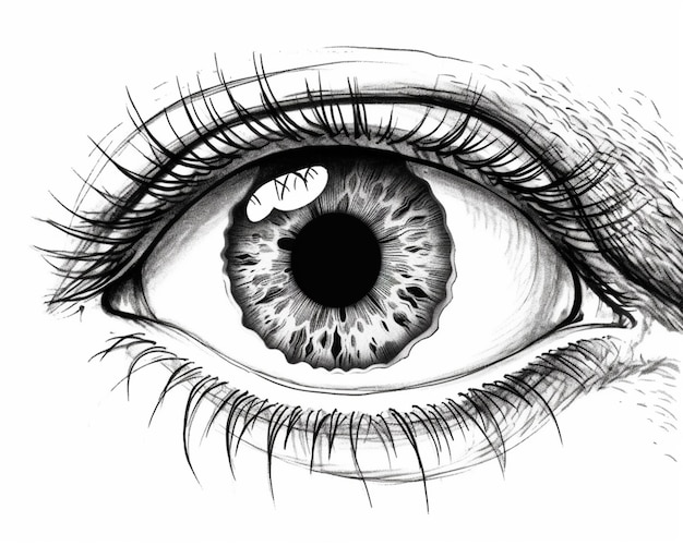 un dibujo de un primer plano del ojo generativo de una persona