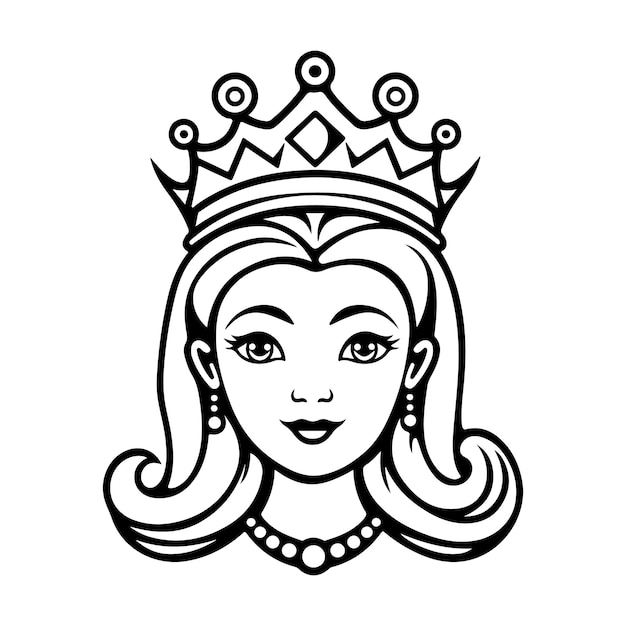 dibujo de princesa de dibujos animados para colorear ilustración dibujada a mano generativa ai