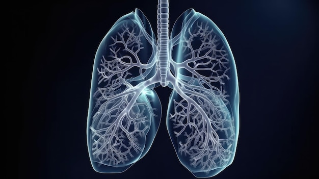 Un dibujo de un pulmón humano.