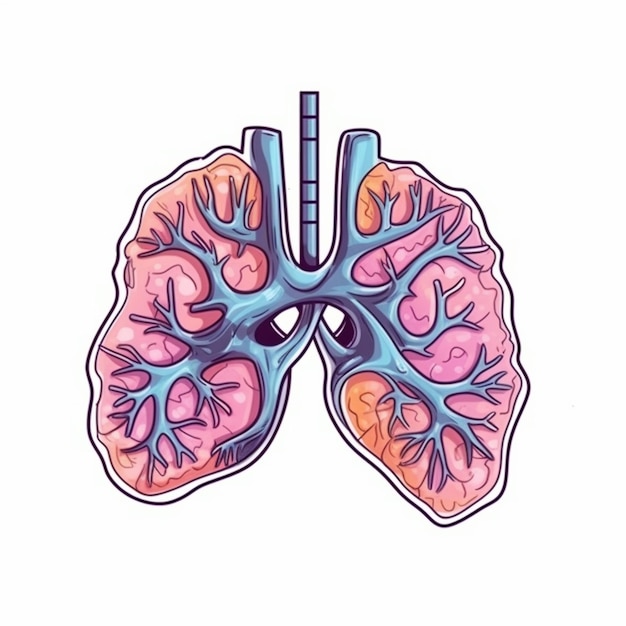 un dibujo de pulmones humanos con los pulmones expuestos ai generativo