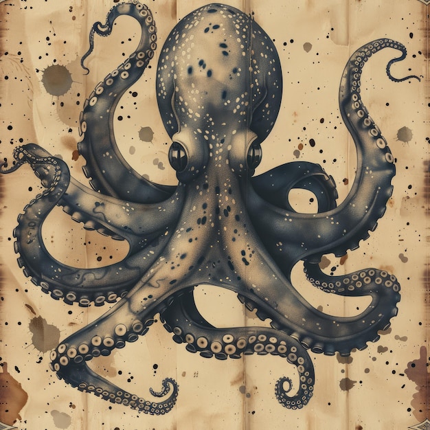 Foto un dibujo de un pulpo con la palabra pulpo en él